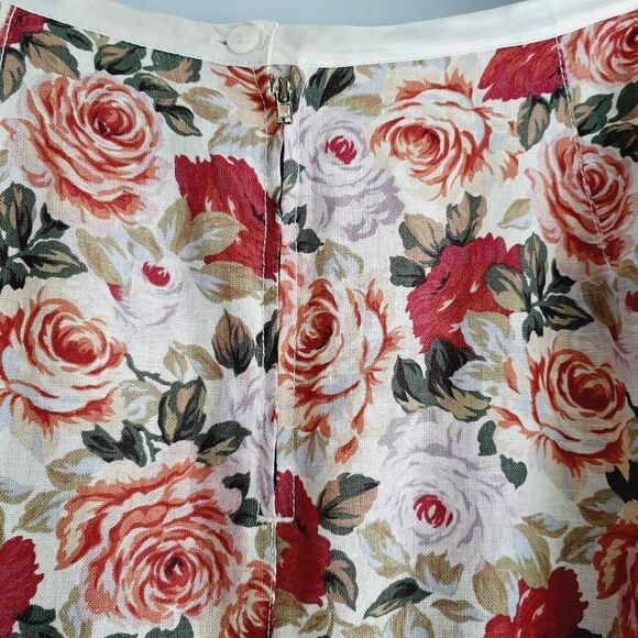 LIZ CLAIBORNE | Linen Blend Floral A-Line Mini Skirt Colorful  Sz 10 - Picture 11 of 16